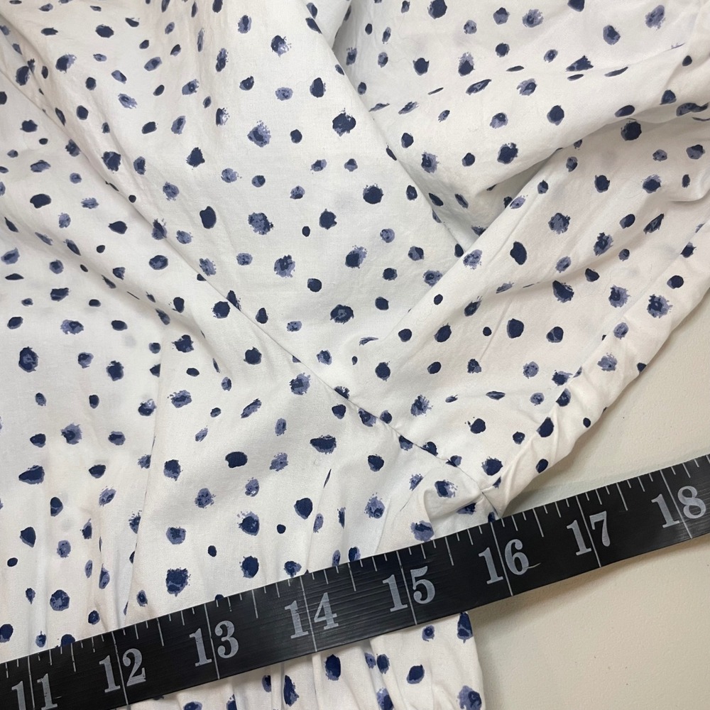 NEW J.Crew Polka Dot Smocked Waist Puff Sleeve Cotton Midi Dress White Navy M - Picture 8 of 9